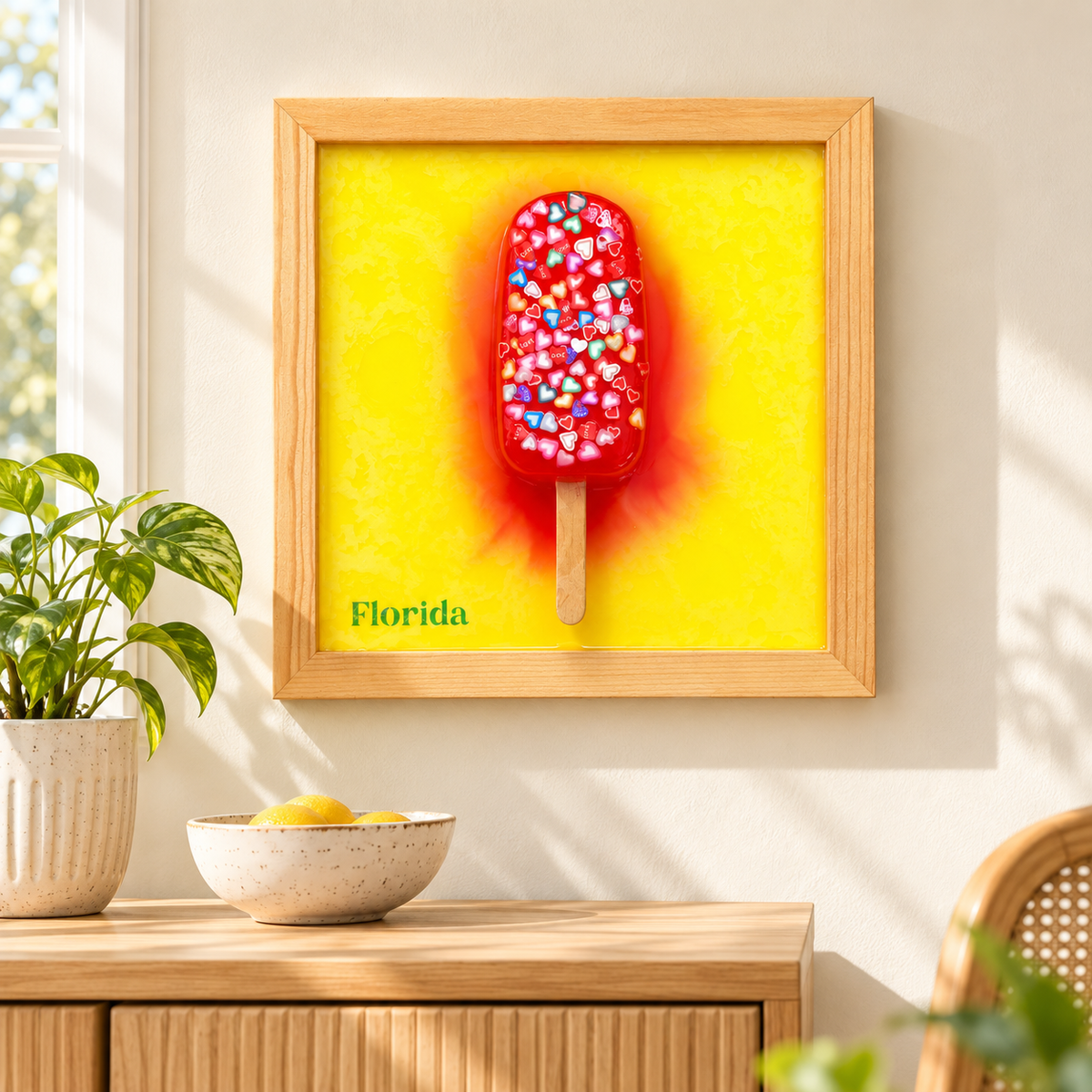 Florida Heart Popsicle Wood & Resin Wall Art