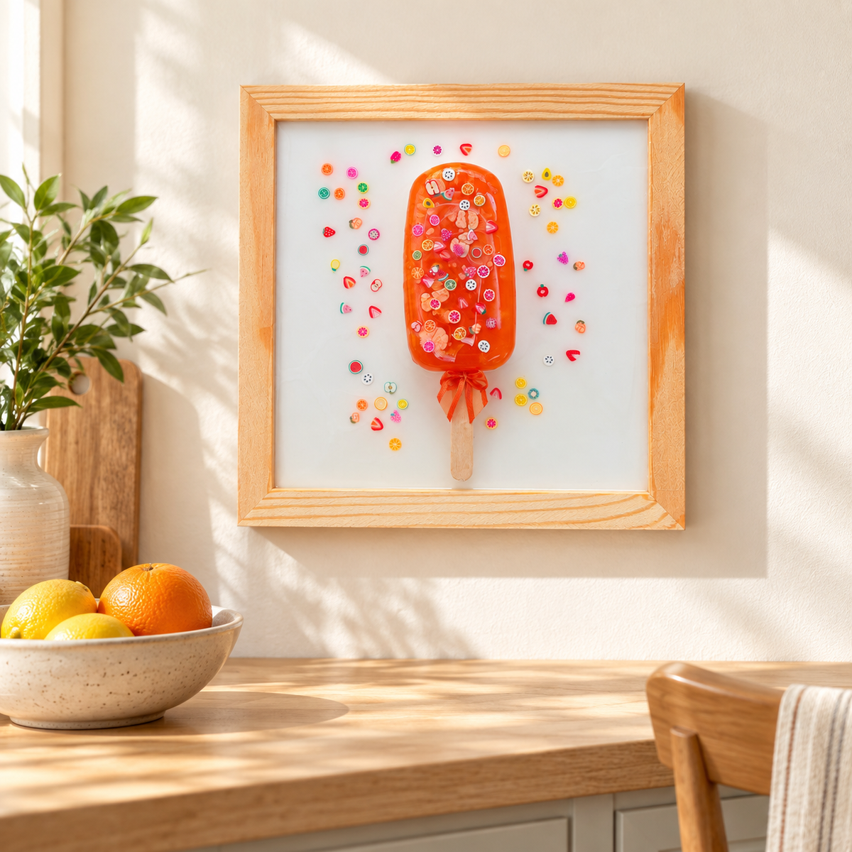 Orange Fruit Popsicle Wood & Resin Wall Art