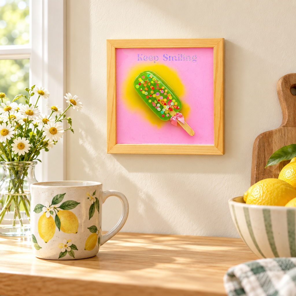 Keep Smiling Fruit Popsicle Wood & Resin Wall Art
