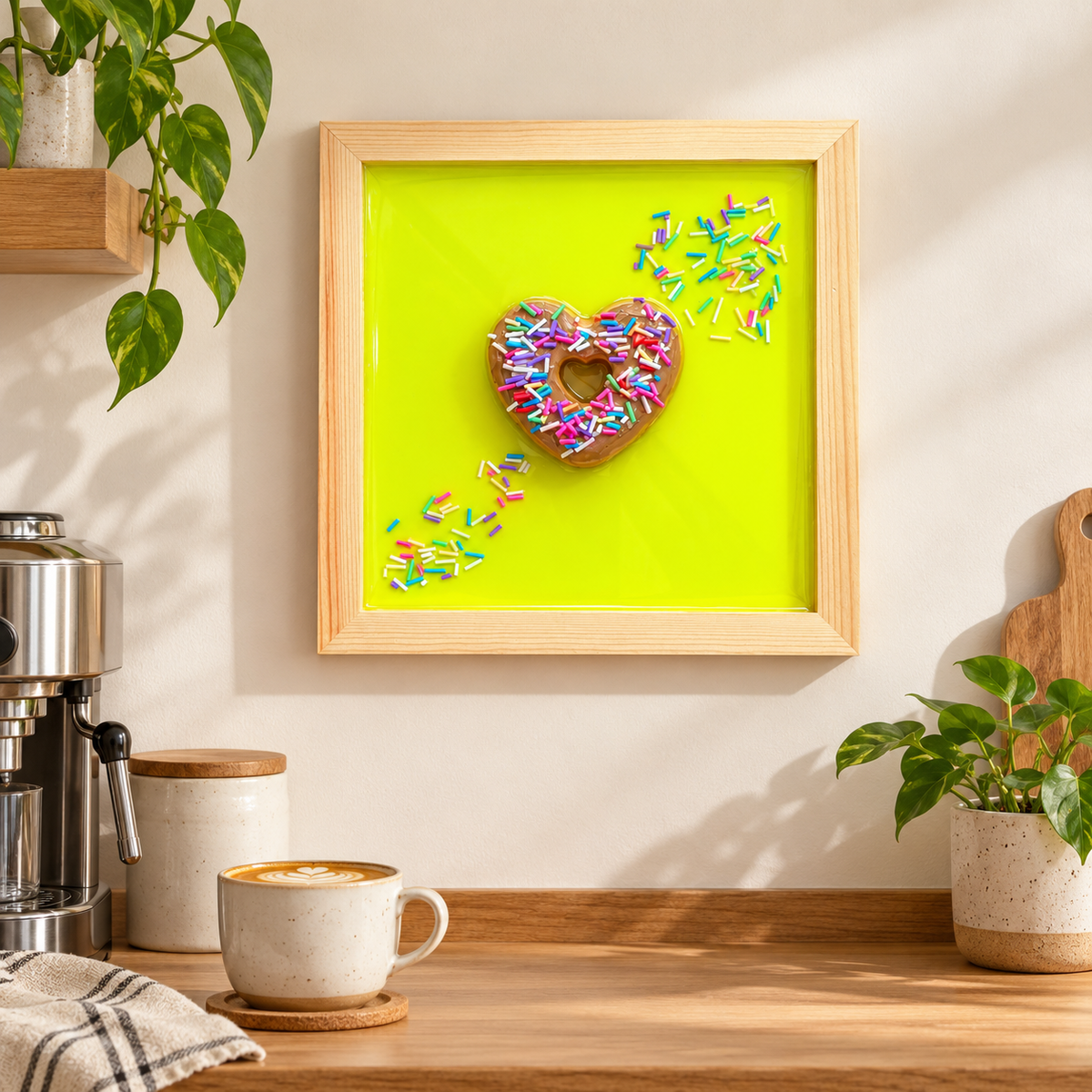 Heart Donut Wood & Resin Decorative Wall Art