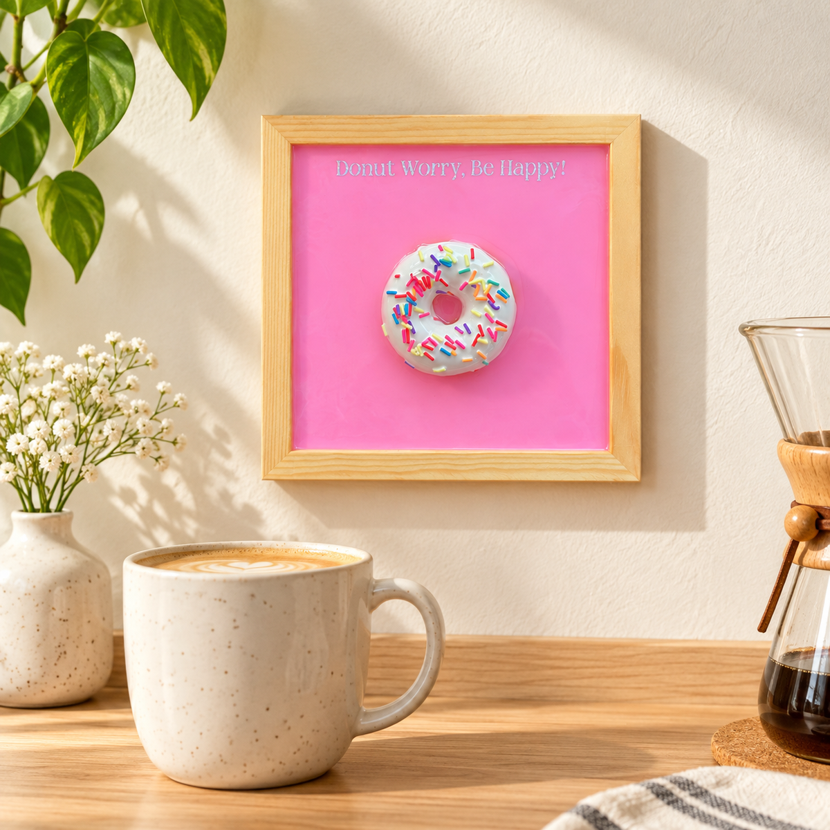 Donut Worry, Be Happy! Wood & Resin Wall Art