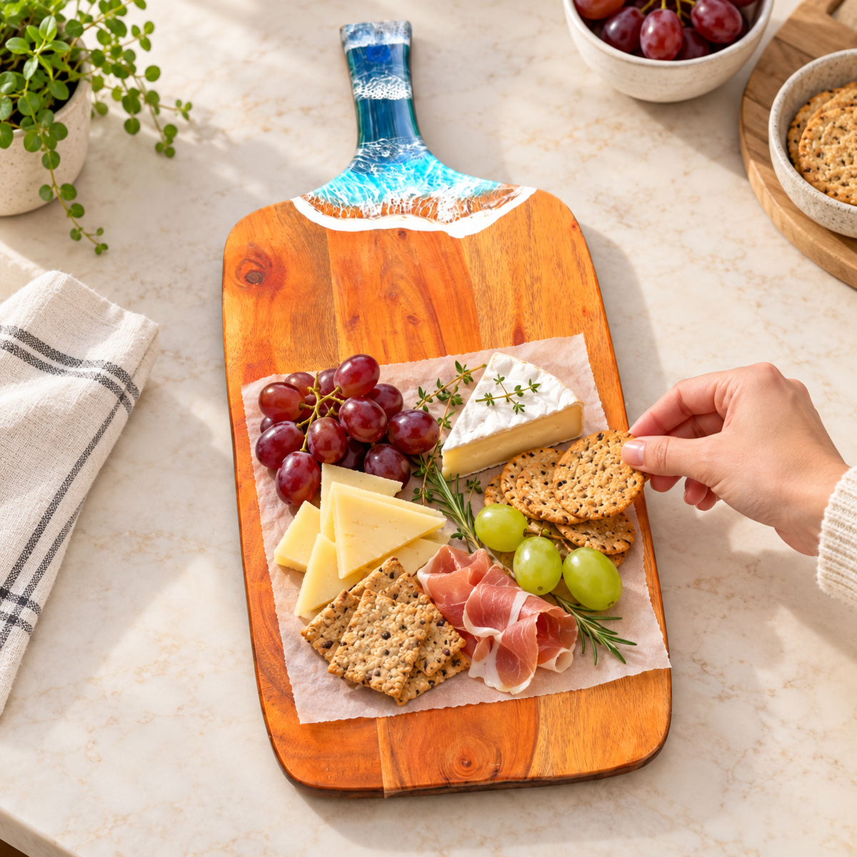 Ocean Wave Bamboo Serving Board