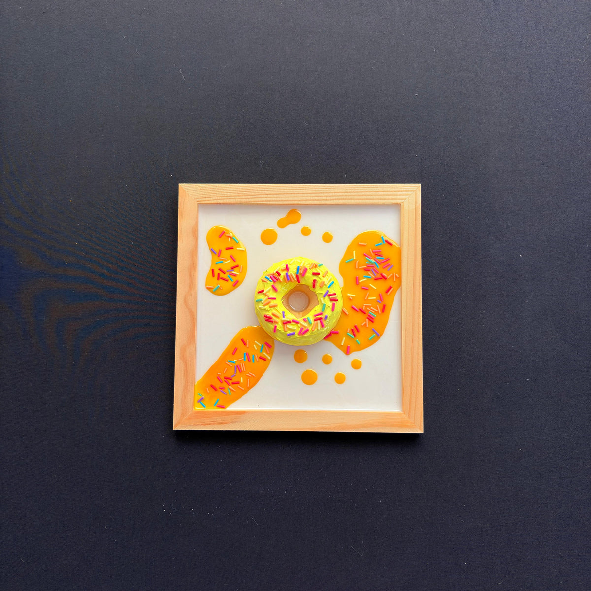 Yellow Sprinkle Donut Wood & Resin Wall Art