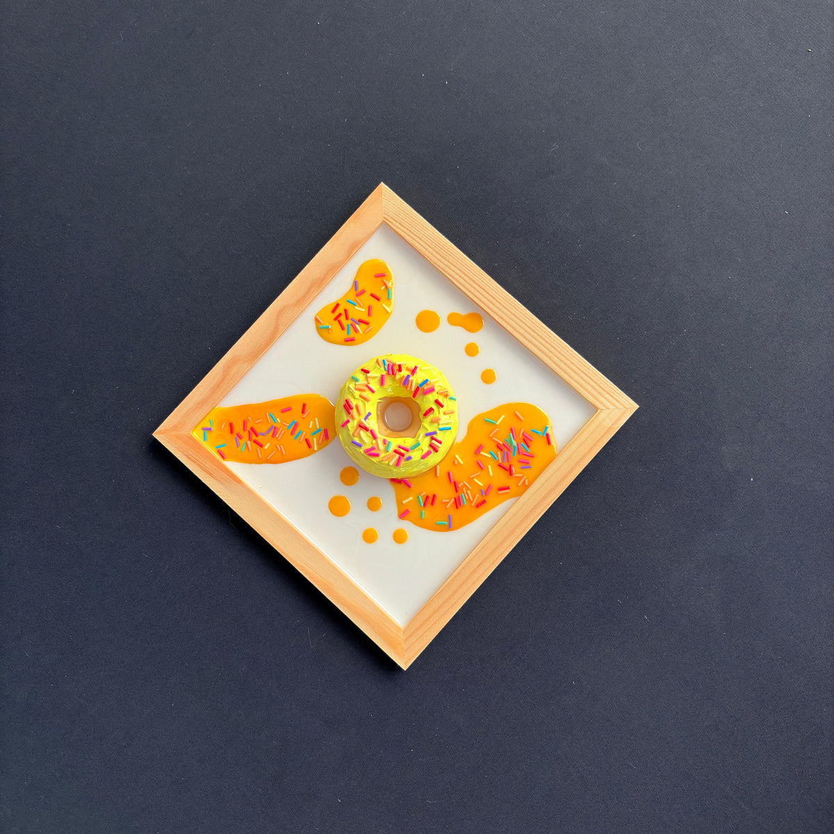 Yellow Sprinkle Donut Wood & Resin Wall Art