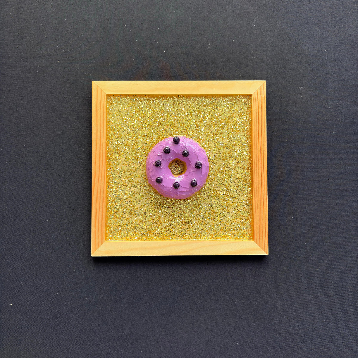 Purple Donut Gold Glitter Wood & Resin Wall Art