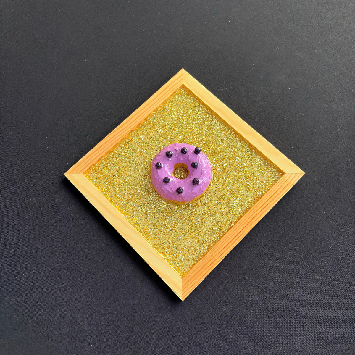 Purple Donut Gold Glitter Wood & Resin Wall Art