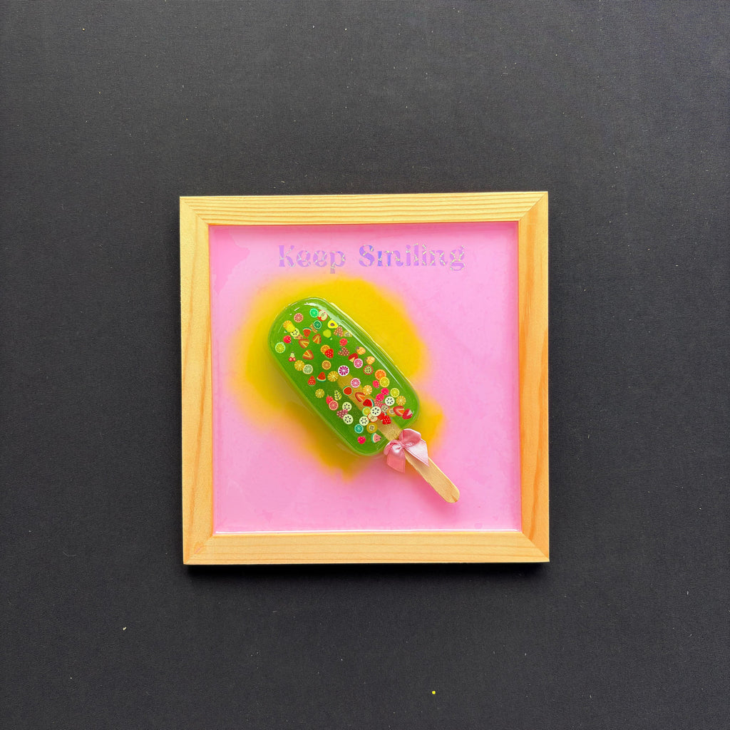 Keep Smiling Fruit Popsicle Wood & Resin Wall Art