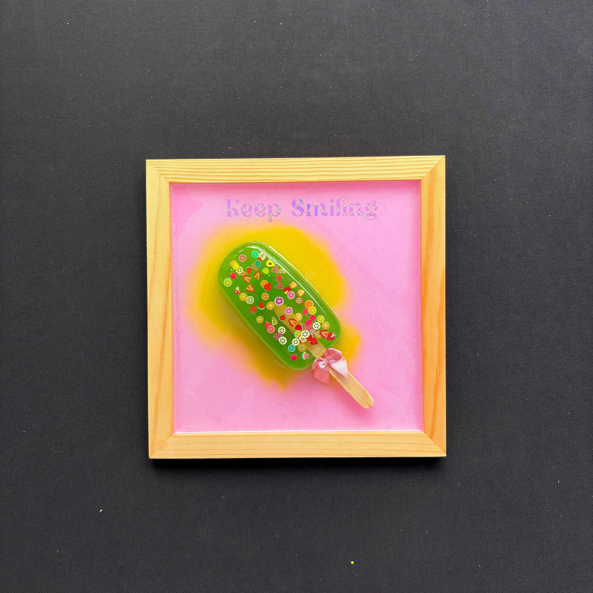 Keep Smiling Fruit Popsicle Wood & Resin Wall Art